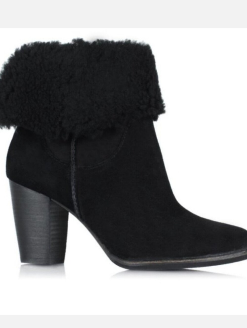 UGG Australia Charlee High Heel Suede Sheepskin Boot Black Size 8.5